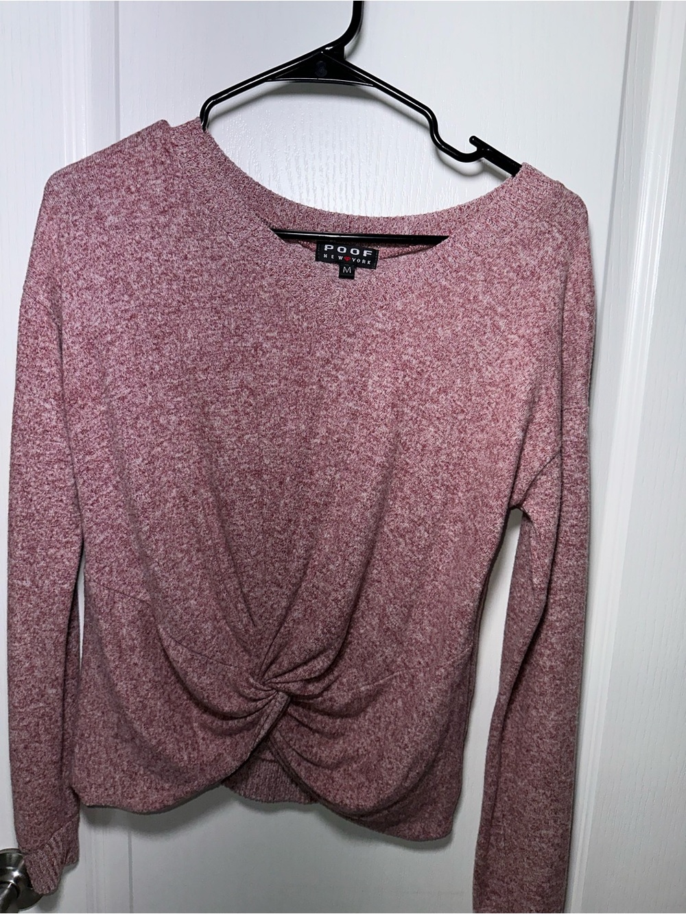 Poof! Women’s Dusty Rose Twist-Front Long Sleeve Top